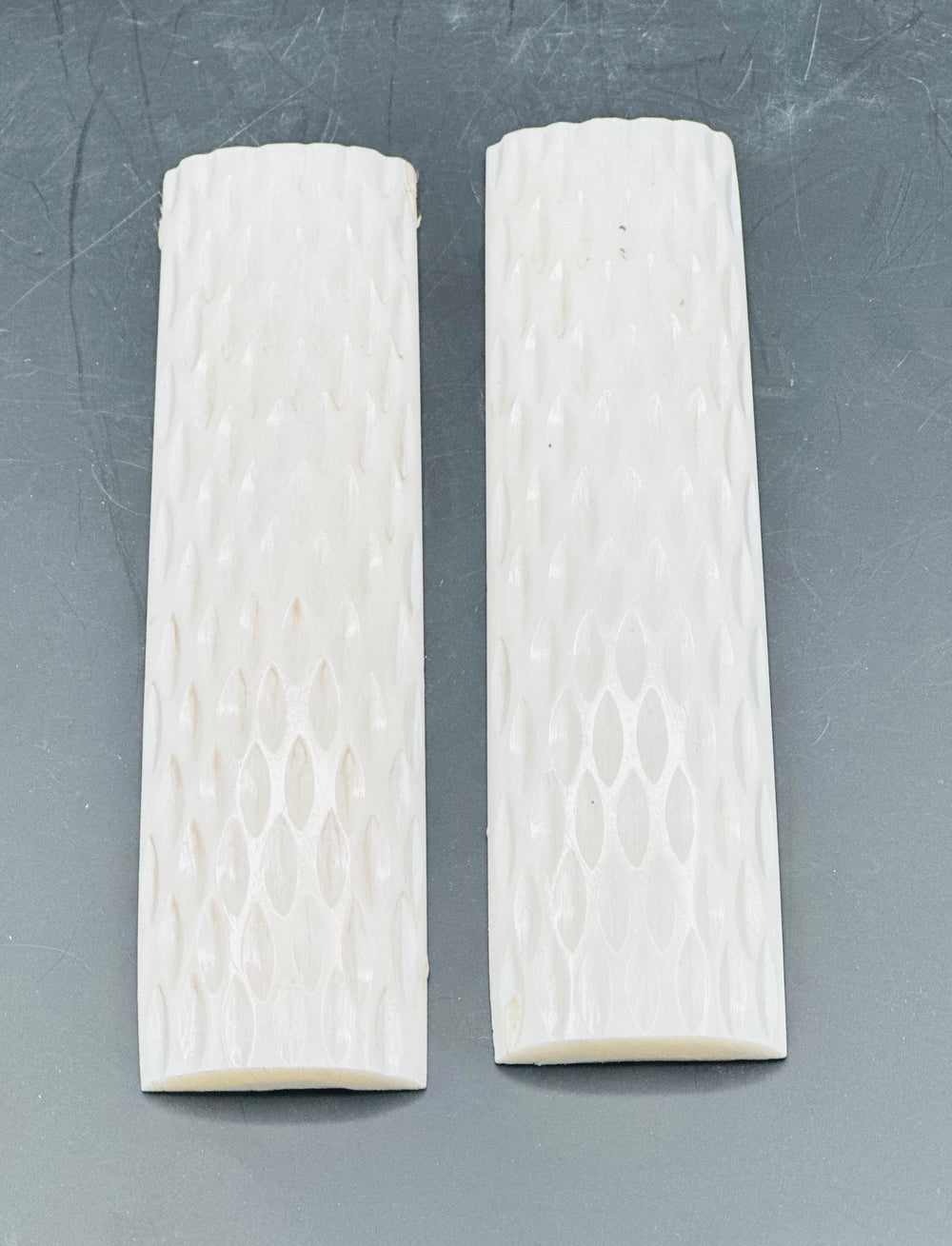 White Impala Jigged or Carved  Bone Scale Sets - 1 1/4